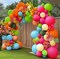 Hot Pink, Orange & Blue Balloon Garland – Double-Stuffed Pink, Green, Yellow, Peach & Teal Balloon Arch Kit for Birthday, Baby Shower, Wedding, Bridal, Tropical, Hawaiian & Luau Party Decorations